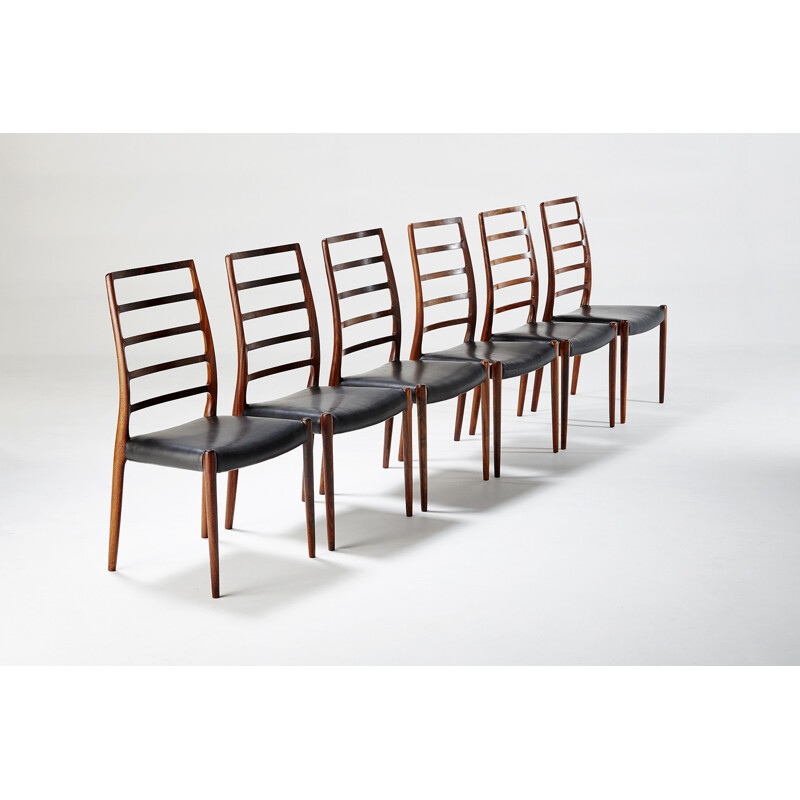 Ensemble de 6 chaises modèle 82 de Niels Moller - 1970