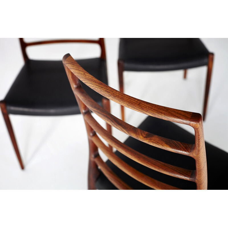 Set of 6 dining chairs, Model 82 by Niels Moller - 1970s