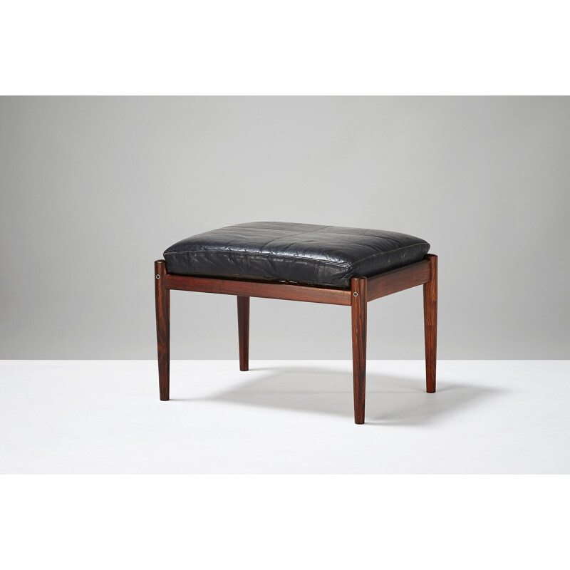 Rosewood ottoman and leather cushions - 1960s