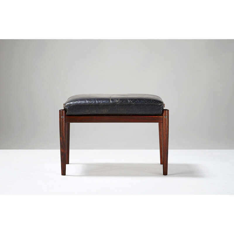 Rosewood ottoman and leather cushions - 1960s