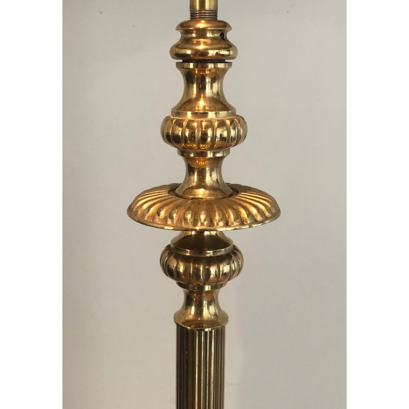 Neoclassical style brass floor lamp. French Work in the style of Maison Jansen. Circa 1940