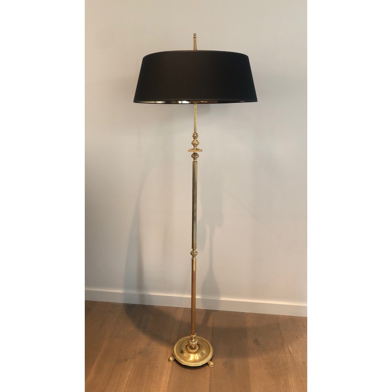 Neoclassical style brass floor lamp. French Work in the style of Maison Jansen. Circa 1940