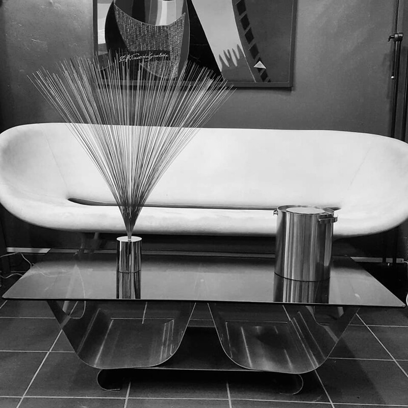 Stainless coffee table by François Monnet for Kappa - 1970s
