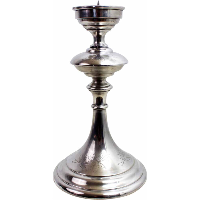 Vintage Art Nouveau candlestick in silver metal