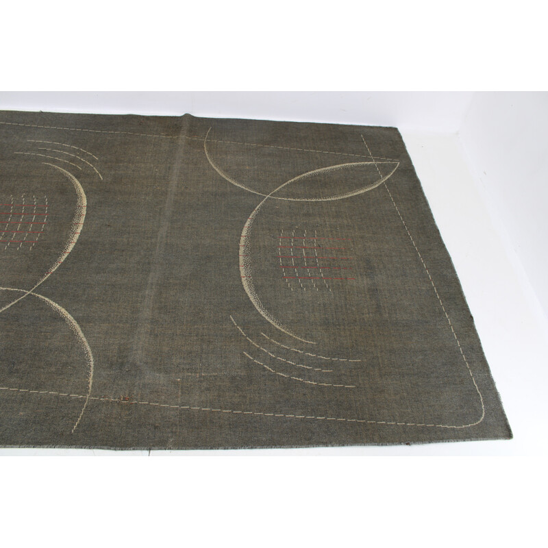 Vintage Bauhaus wool rug, Czechoslovakia 1940