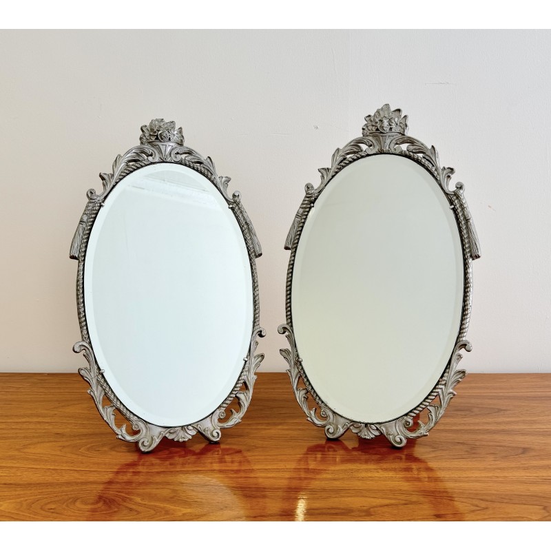 Pareja de espejos de mesa ovalados vintage para Atsonea