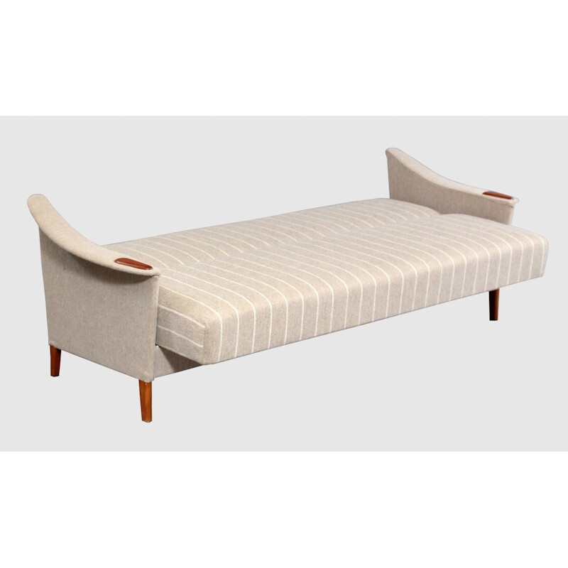 Danish 3 seater taupe striped daybed - 1960s