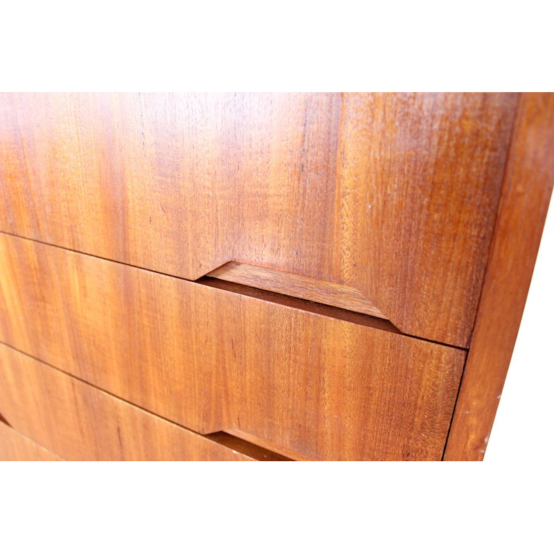 Scandinavian grained teak chest of drawers - 1960s
