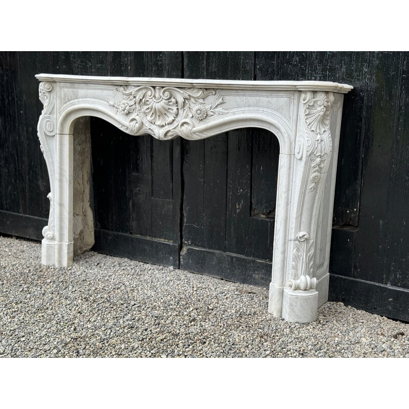 Cheminée vintage en marbre blanc de Carrare, 1880