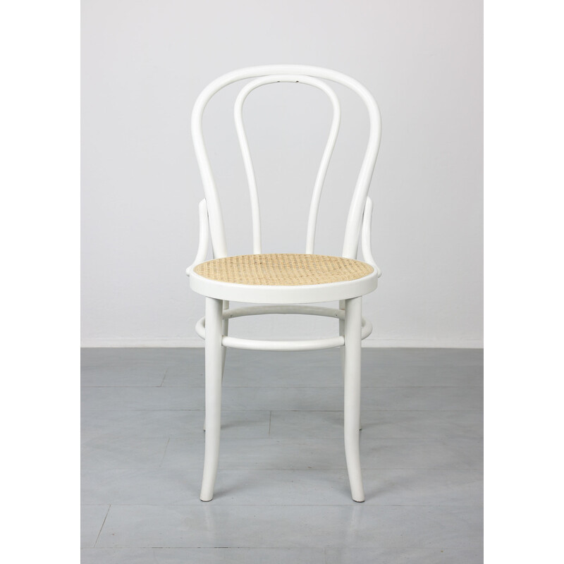 Set of 4 vintage white No. 18 model chairs by Michael Thonet