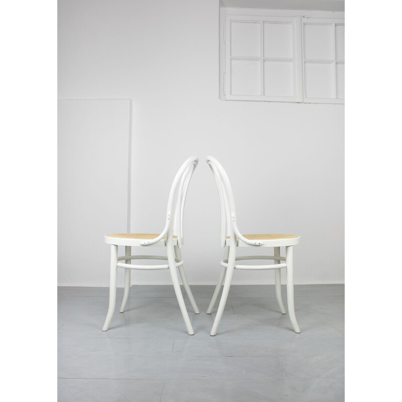 Conjunto de 4 cadeiras vintage brancas modelo n.º 18 de Michael Thonet