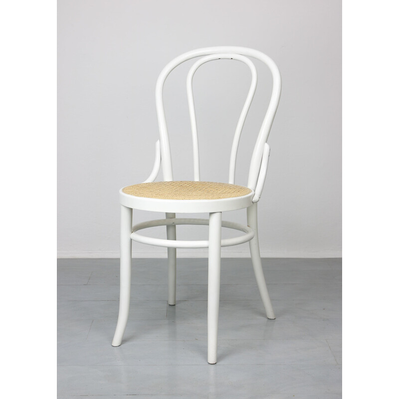 Conjunto de 4 cadeiras vintage brancas modelo n.º 18 de Michael Thonet