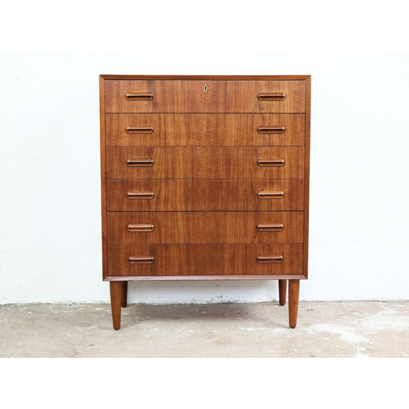  Danish chest of 6 drawers in teak with 2 handles - 1960s