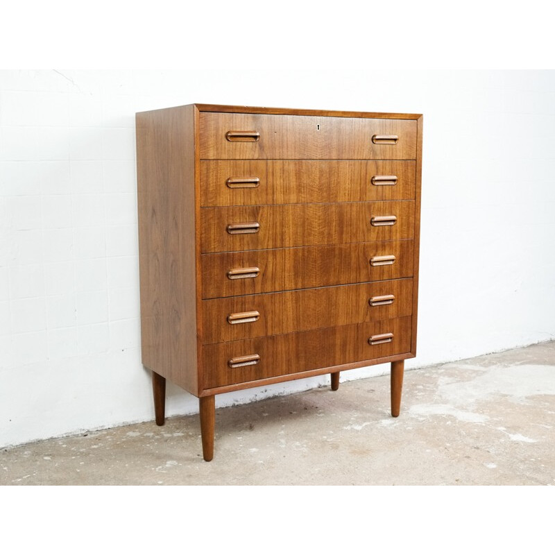 Danish chest of 6 drawers in teak with 2 handles - 1960s