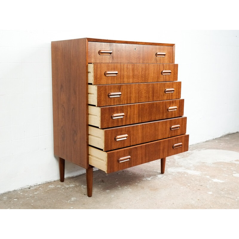  Danish chest of 6 drawers in teak with 2 handles - 1960s