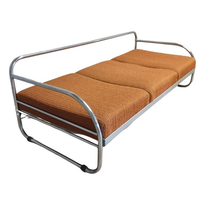 Vintage Bauhaus 3-seater sofa in chrome steel for Kovona, Czechoslovakia 1930