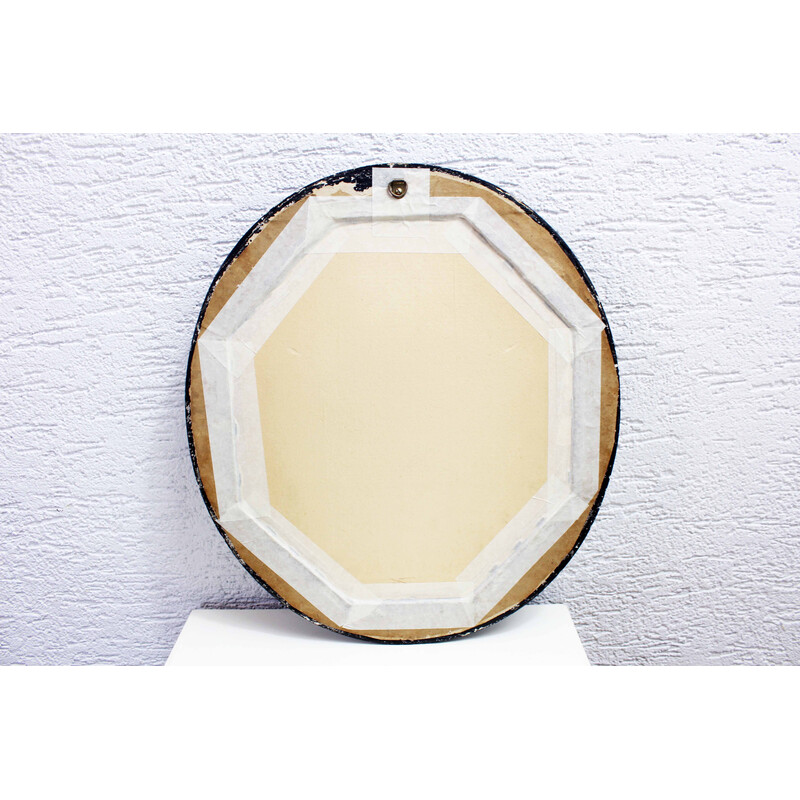 Vintage ovale spiegel met houten en stucwerk lijst