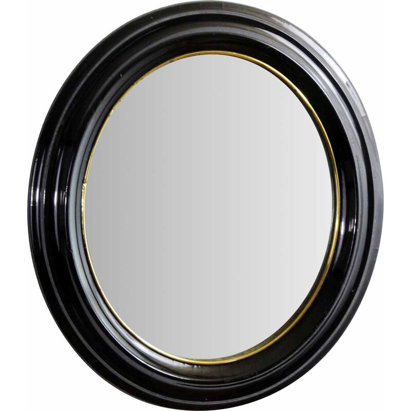 Vintage oval mirror in wood and stucco frame
