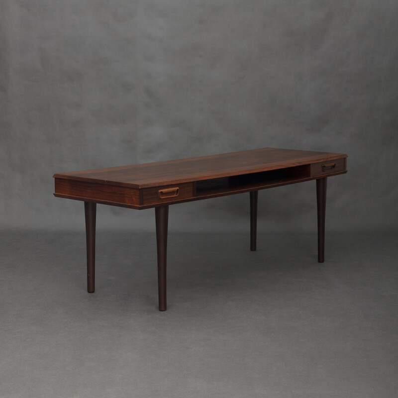 Rosewood coffe table with 2 sliding drawers - 1960s