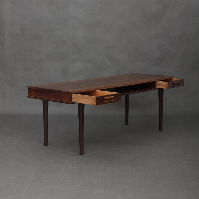 Rosewood coffe table with 2 sliding drawers - 1960s