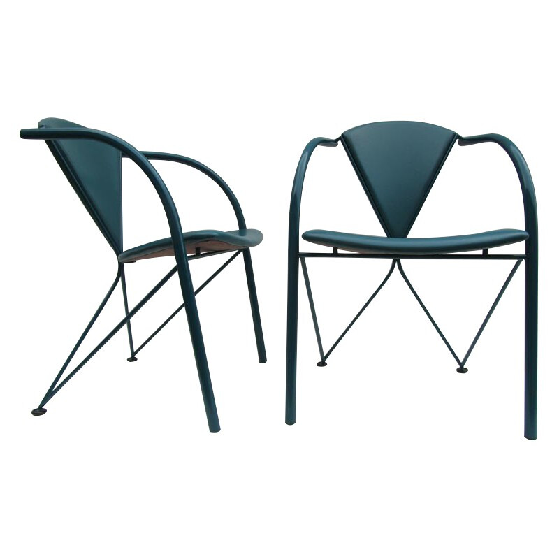 Paire de fauteuils turquoises, Matthias GURTLER - années 80