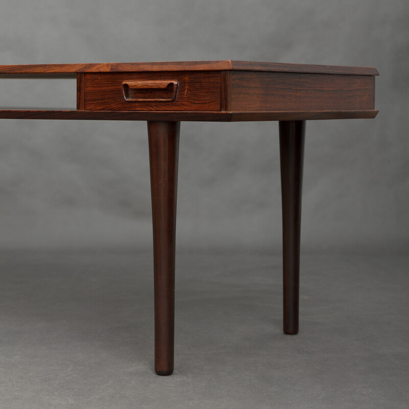 Rosewood coffe table with 2 sliding drawers - 1960s