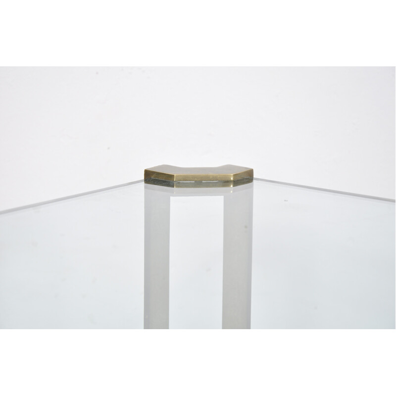 Table basse en verre et en laiton vintage par Peter Ghyczy - 1970