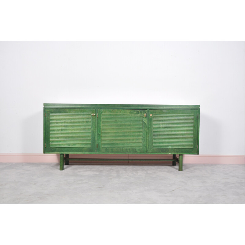 Finnish oakwood green sideboard by Asko - 1960s