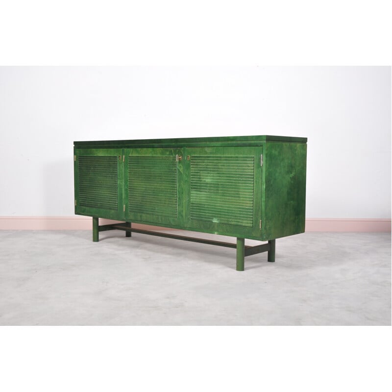 Finnish oakwood green sideboard by Asko - 1960s