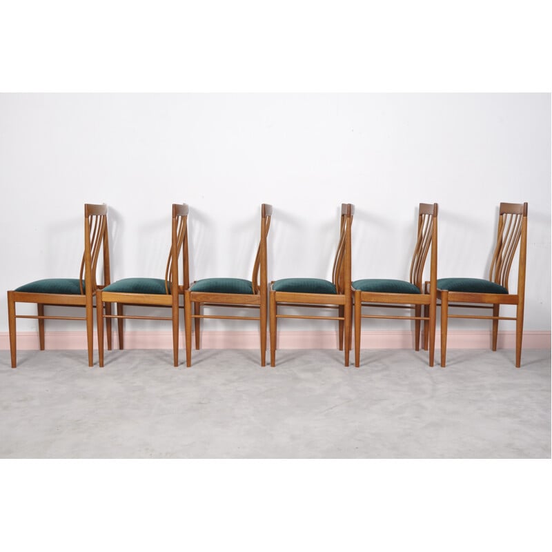 Green danish teak dining chairs by H. W. Klein for Bramin - 1960