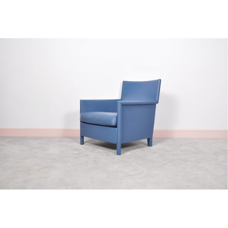 Blue leather armchair from Molteni & Consonni - 1970s