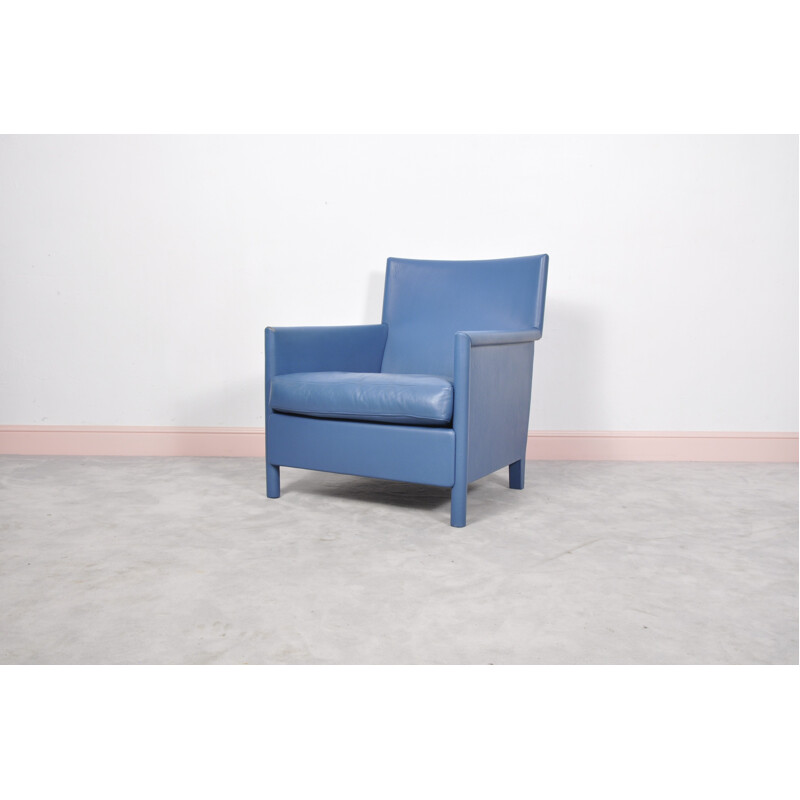 Blue leather armchair from Molteni & Consonni - 1970s