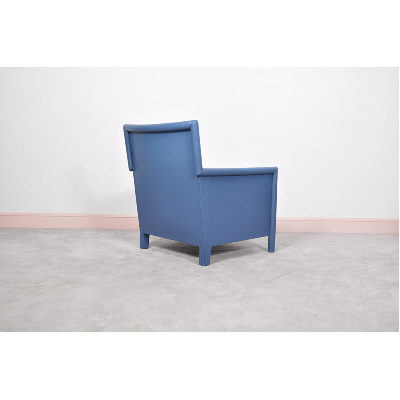 Blue leather armchair from Molteni & Consonni - 1970s