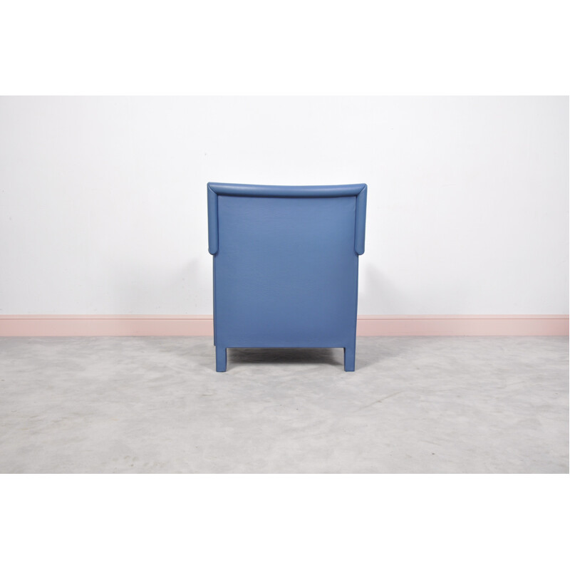 Blue leather armchair from Molteni & Consonni - 1970s