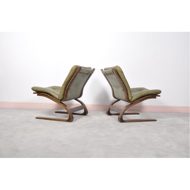 Paire of 2 Norwegian Kengu lounge chairs by Elsa & Nordahl Solheim for Rybo Rykken - 1970s