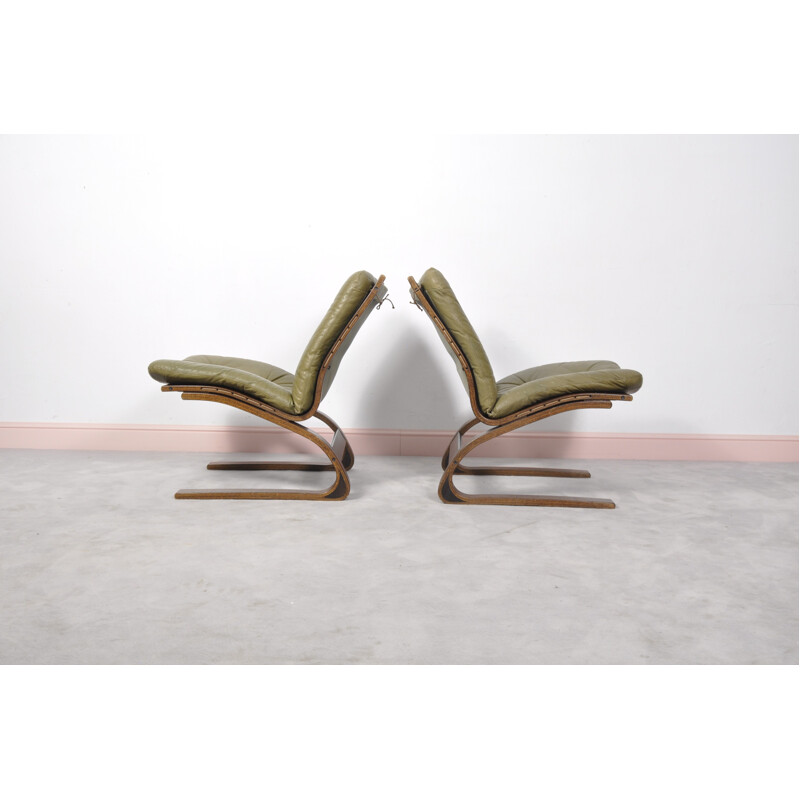 Paire of 2 Norwegian Kengu lounge chairs by Elsa & Nordahl Solheim for Rybo Rykken - 1970s