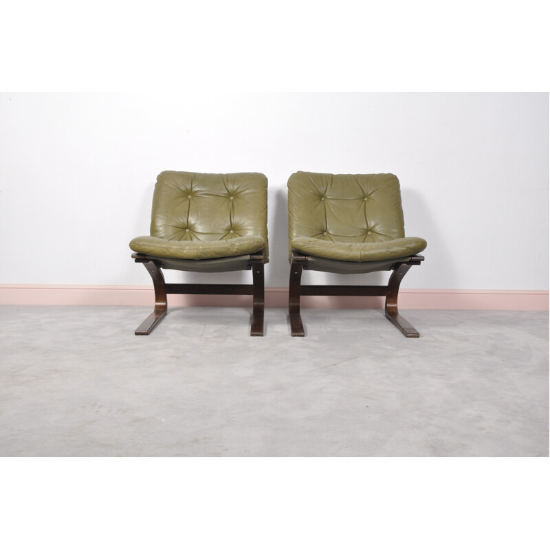 Paire of 2 Norwegian Kengu lounge chairs by Elsa & Nordahl Solheim for Rybo Rykken - 1970s