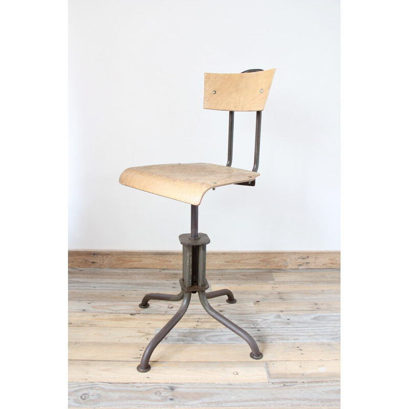 Mid century adjustable factory chair - 1950s