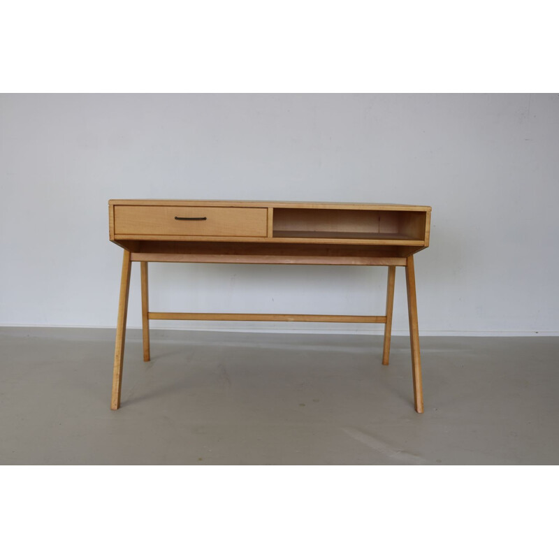 Desk in birchwood by P. Van der Klugt Coen de Vries for Everest - 1950s