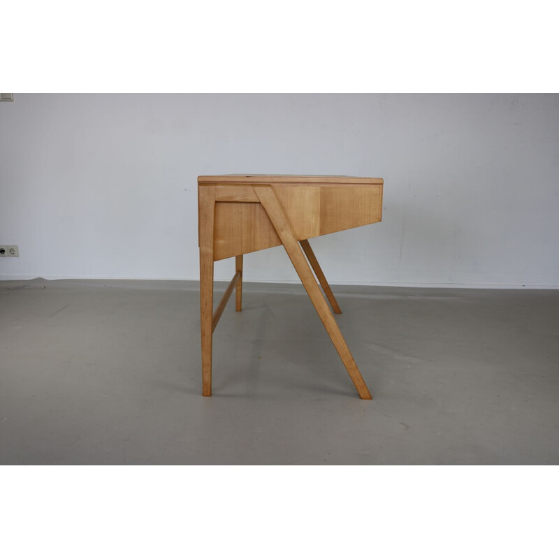 Desk in birchwood by P. Van der Klugt Coen de Vries for Everest - 1950s