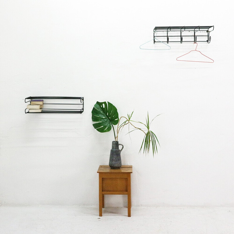 Coat rack with hooks and shoe rack, 1970s