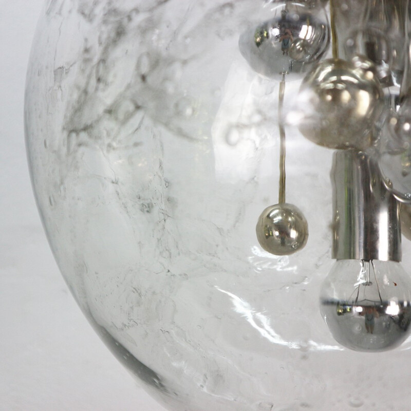 Glass space age ceiling lamp by Doria - 1970s