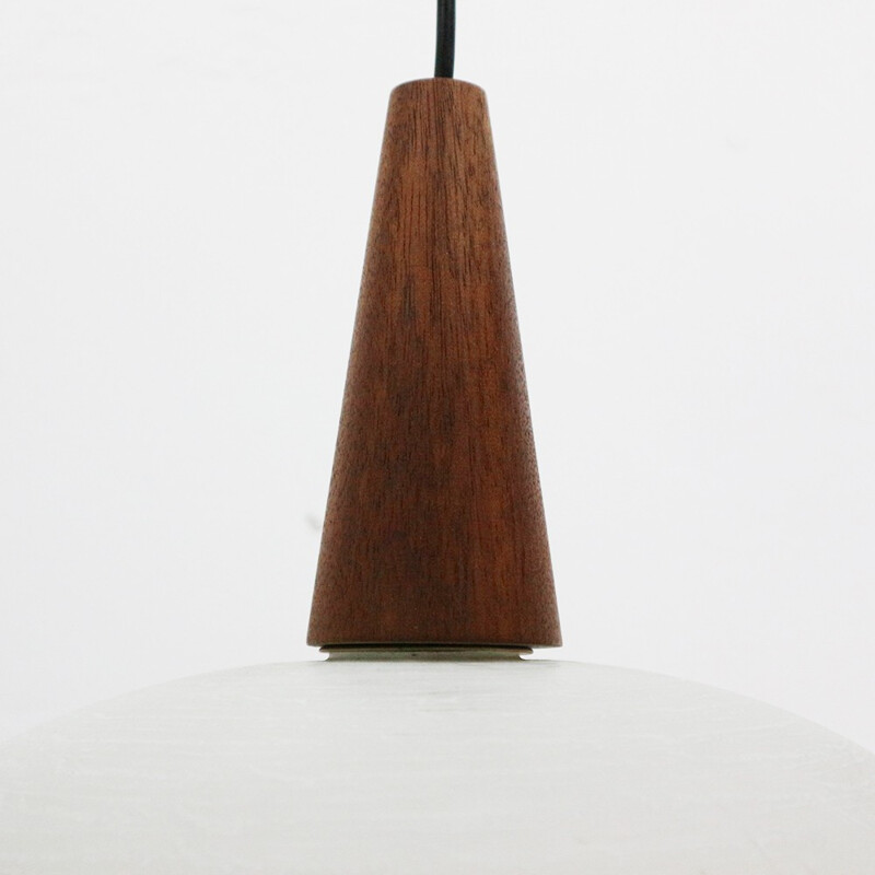 Mid-Century drop-light from teak, glass and copper - 1960s