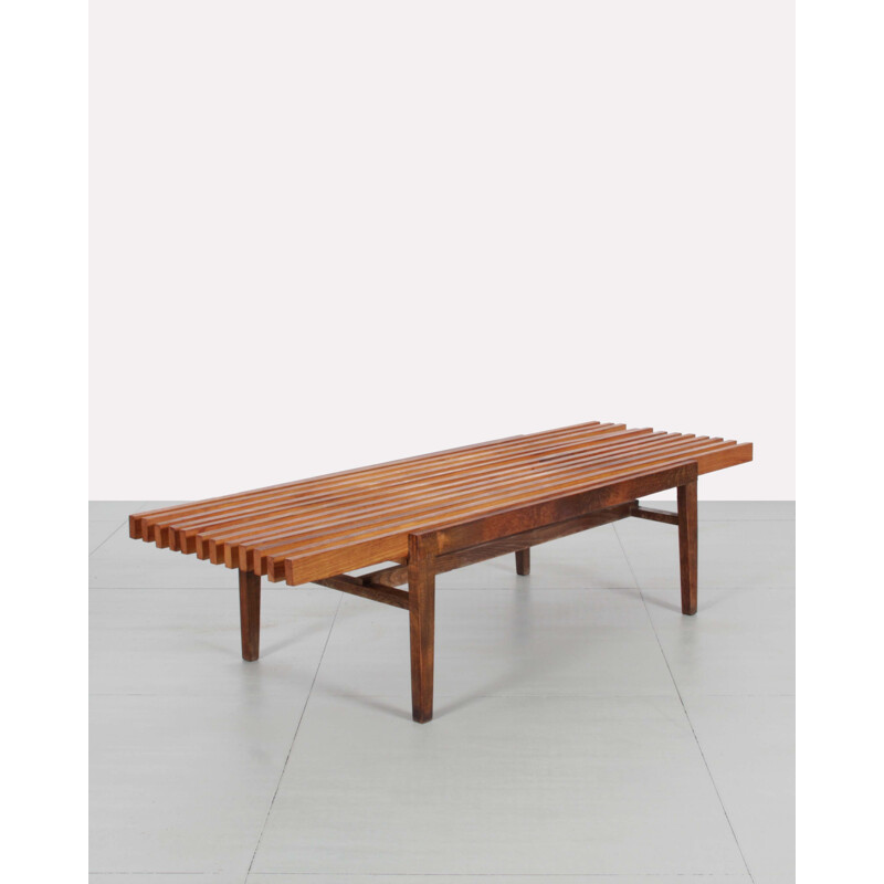East European wood slats coffee table by Frantisek Mezulanik - 1960s