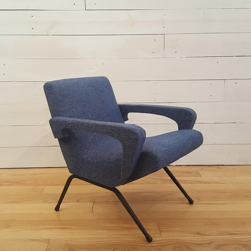 Pair of blue armchairs for Bois Doré - 1950s