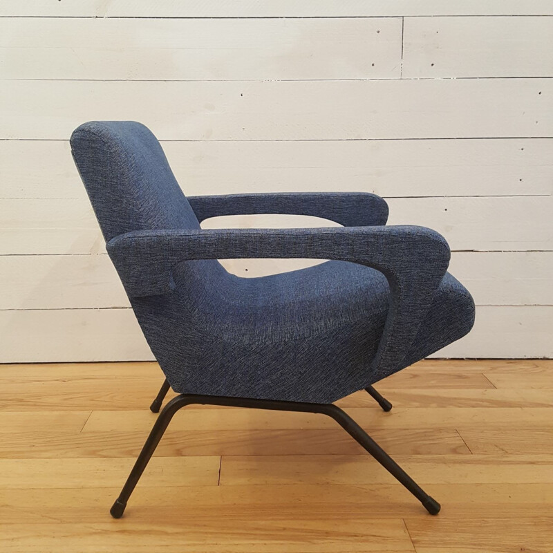 Pair of blue armchairs for Bois Doré - 1950s