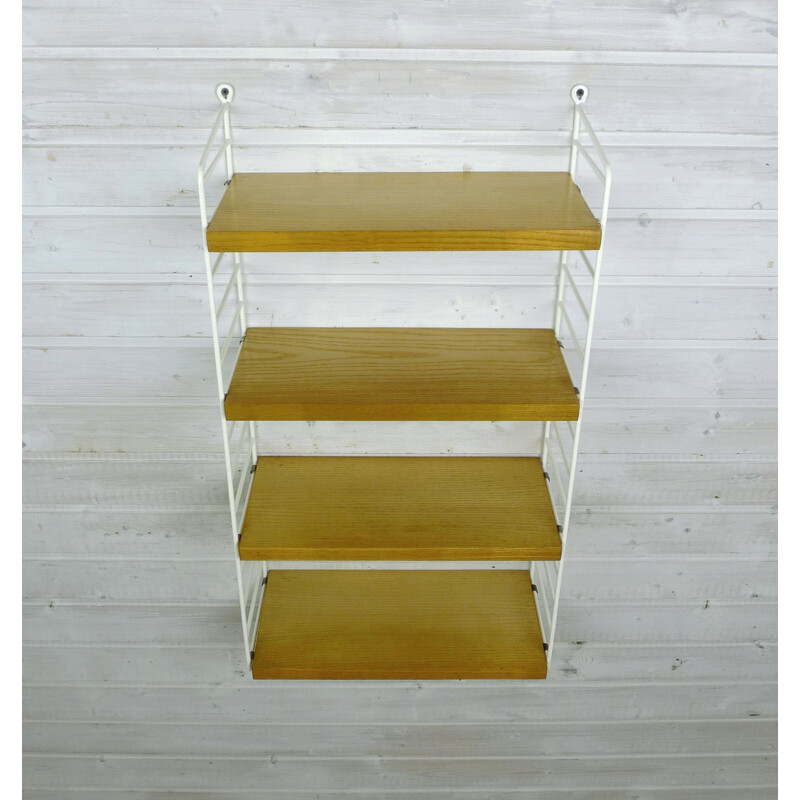 Ash wall shelving system by Nisse Strinning for String Design AB, Sweden - 1960s