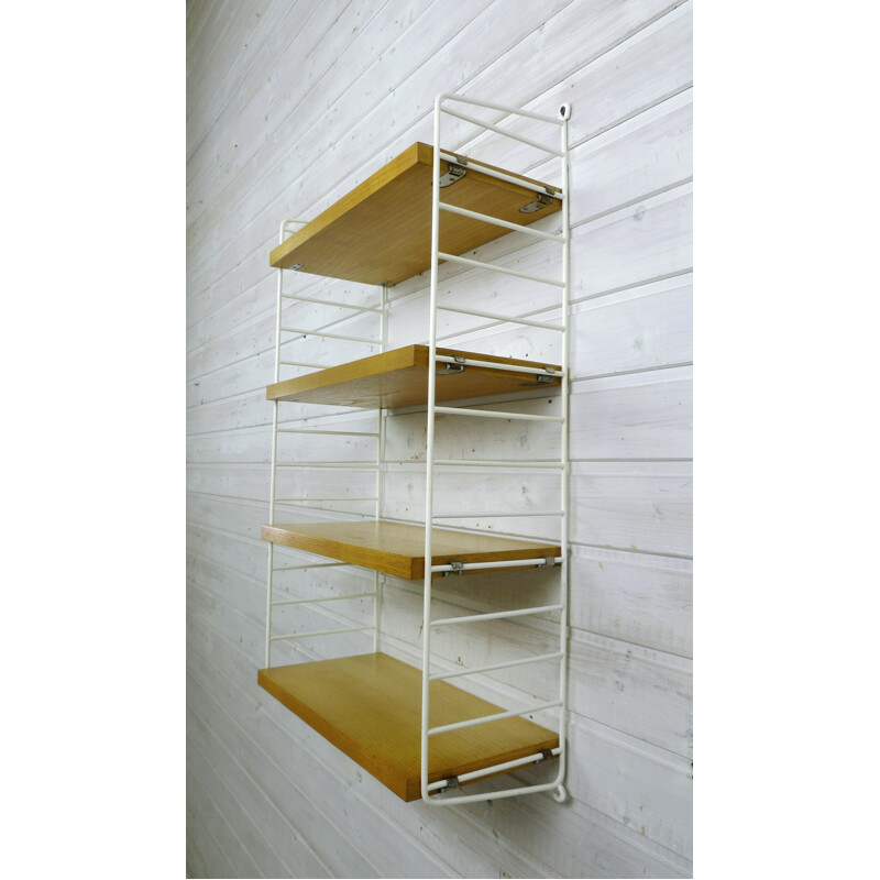 Ash wall shelving system by Nisse Strinning for String Design AB, Sweden - 1960s