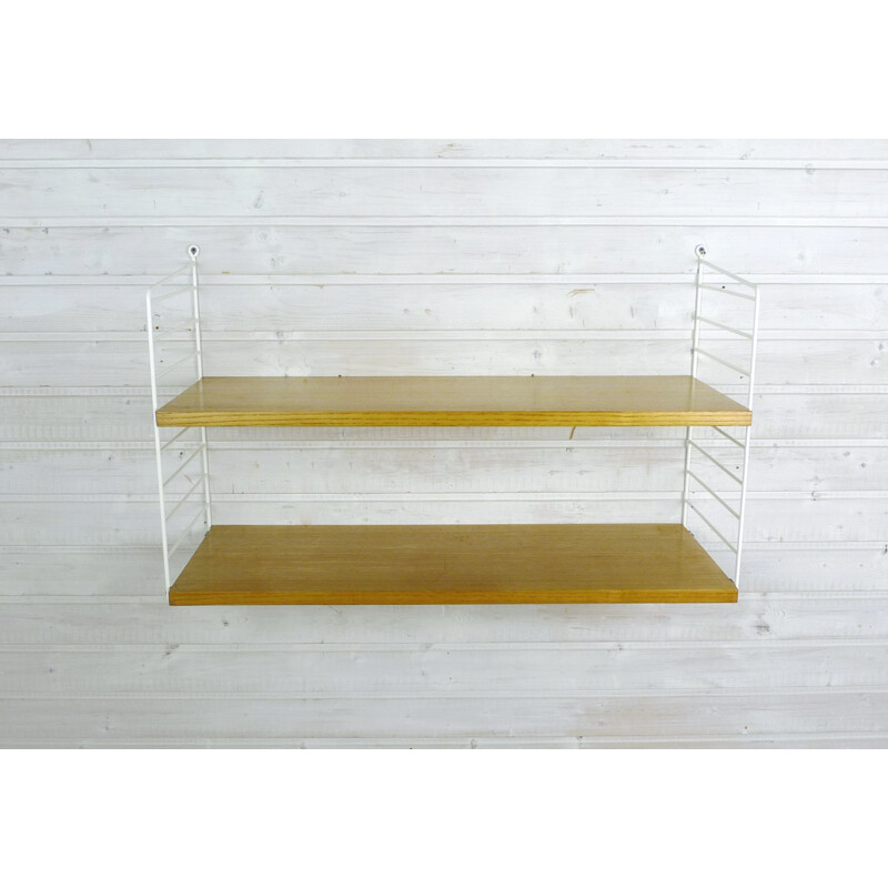 Small ash wall shelving system by Nisse Strinning for String Design AB, Sweden - 1960s