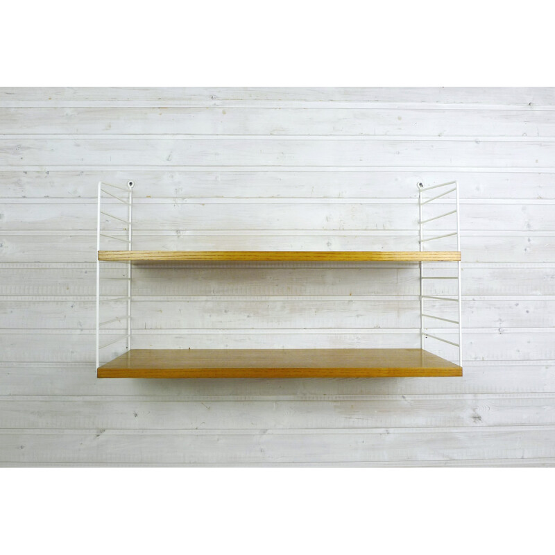 Small ash wall shelving system by Nisse Strinning for String Design AB, Sweden - 1960s